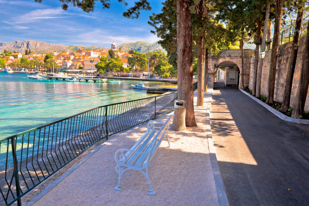 Turquoise waterfront of Cavtat view, Town in south Dalmatia, Croatia Turquoise waterfront of Cavtat view, Town in south Dalmatia, Croatia cavtat photos stock pictures, royalty-free photos & images