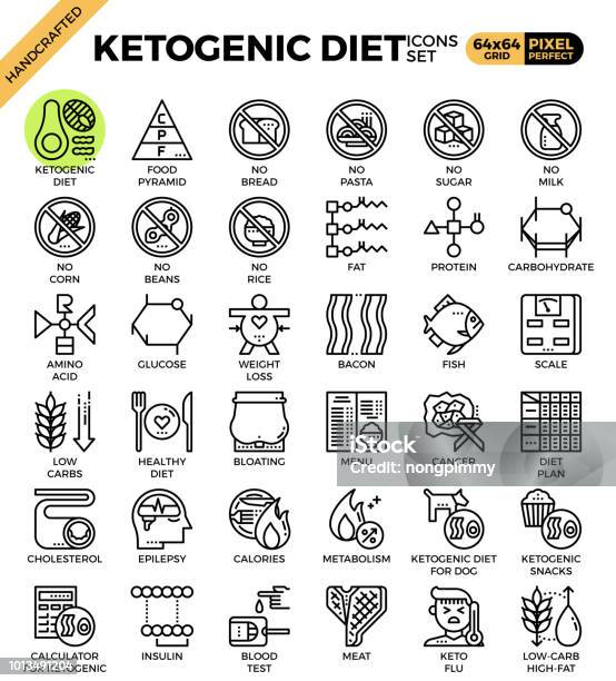 Ketogenic Diet Concept Icons Stock Illustration - Download Image Now - Icon Symbol, Ketogenic Diet, Metabolism