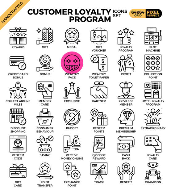 Customer loyalty concept icons Customer loyalty concept icons set in modern line icon style for ui, ux, website, web, app graphic design last mile stock illustrations