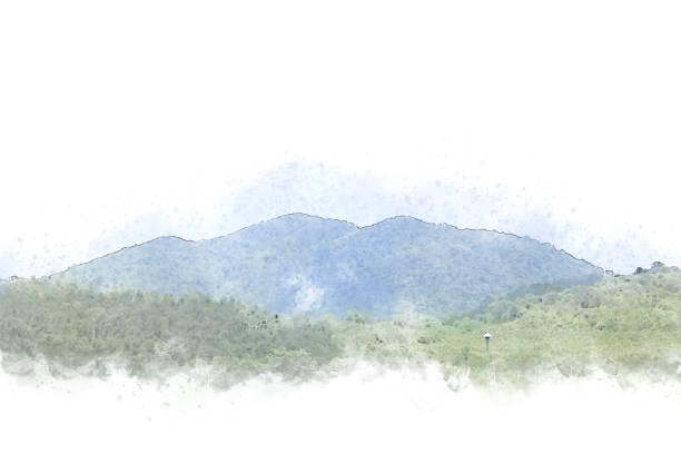 istock Abstract mountain hill on watercolor painting background. 1013496942