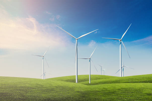 wind turbine with blue sky
