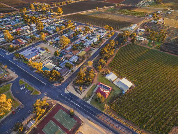 Aerial view of Monash - small town in South Australia