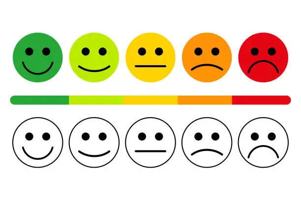 Vector illustration of emotions with smiles.