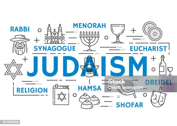 Judaism Religion Symbols Thin Line Icons Stock Illustration - Download Image Now - Candle, Celebration, Communion