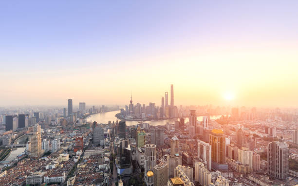 istock Shanghai cityscape and skyline at sunrise 1013521390