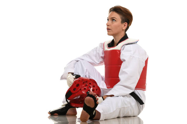 martial-arts-vorfreude - padding tae kwon do helmet karate stock-fotos und bilder