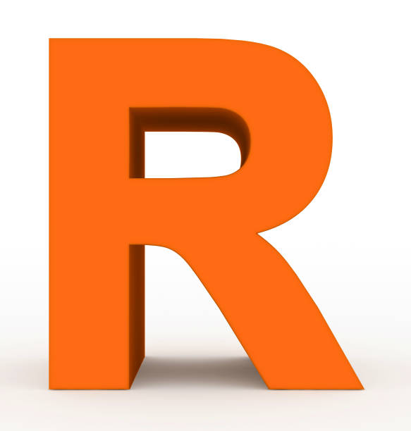 letter R 3d orange isolated on white