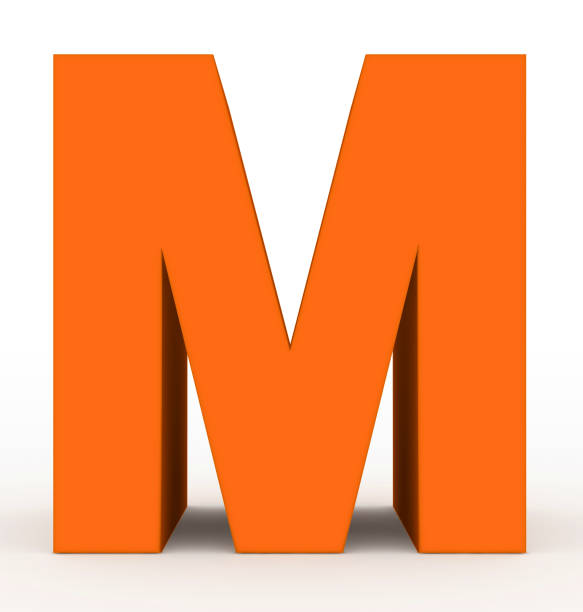 letter M 3d orange isolated on white