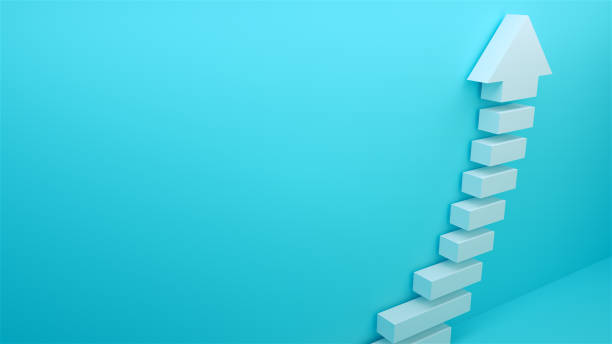 istock Succes arow with stairs, 3d render background, symbol of budiness development 1013561410