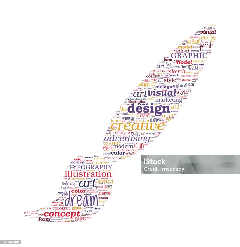 Creative Words Design Pattern Creative Design Concept Brush Shape Typographic Word Cloud Stock ...