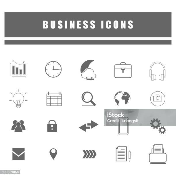 Outline Icons Of Business And Social Online Network Stock Photo - Download Image Now