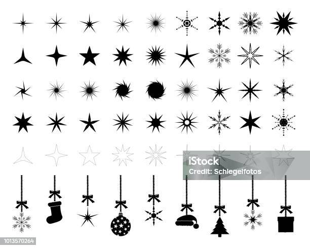 Stars Snowflakes Silhouettes Stock Illustration - Download Image Now - Star Shape, Christmas Ornament, Christmas