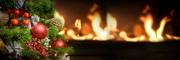 istock Beautiful decorated fireplace and Christmas tree 1013581214