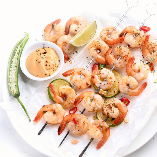 istock Shrimp skewers. Seafood. 1013581956