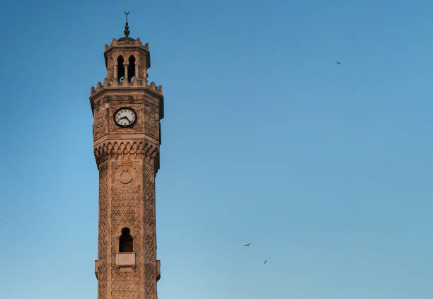 istock Turkey  Izmir clock tower and blue sky 1013597626
