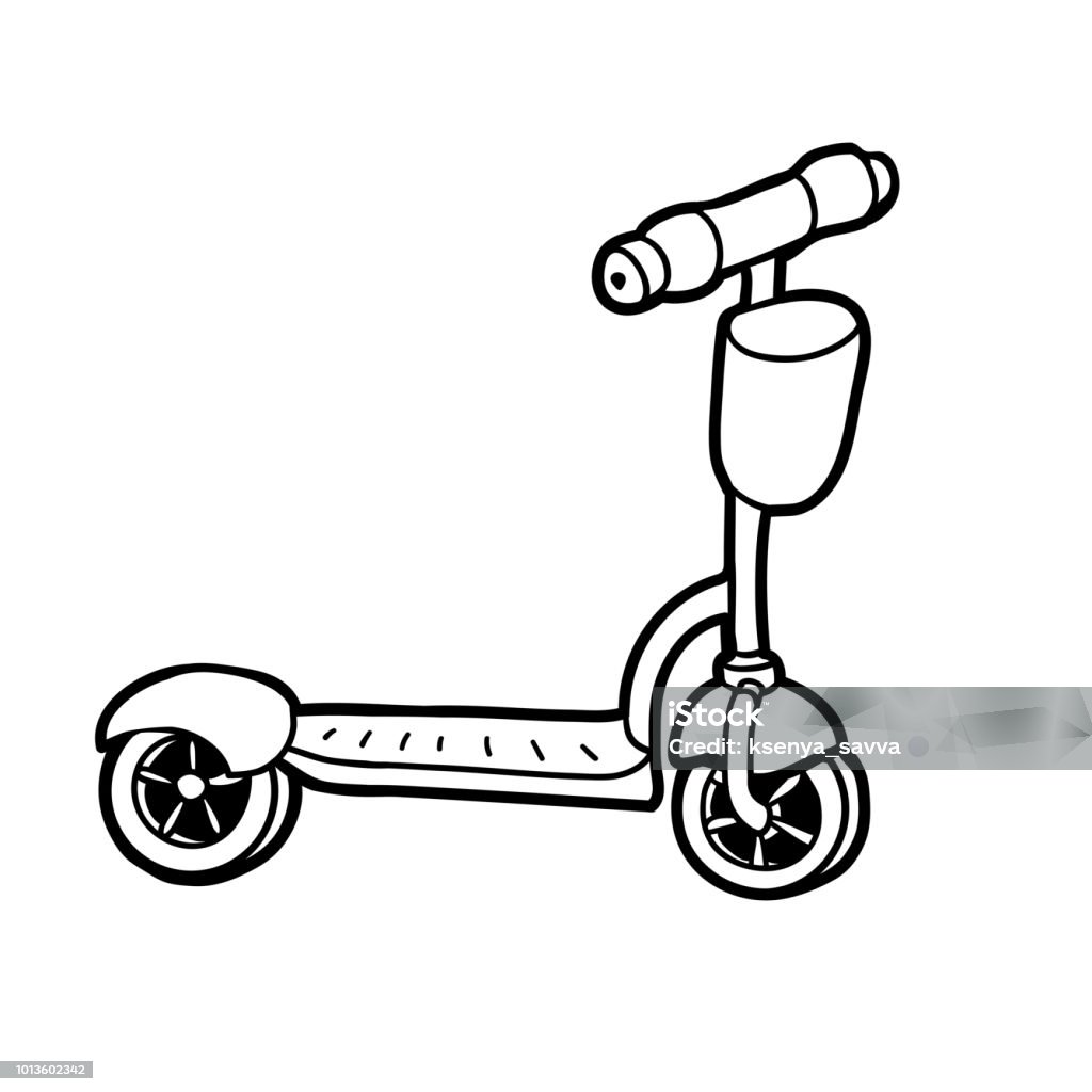 Coloring book, Kick scooter Coloring book for children, Kick scooter Push Scooter stock vector