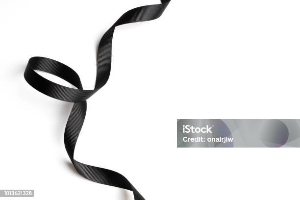 Beautiful Black Ribbon Twist Spiral Isolated On White Background Stock Photo - Download Image Now