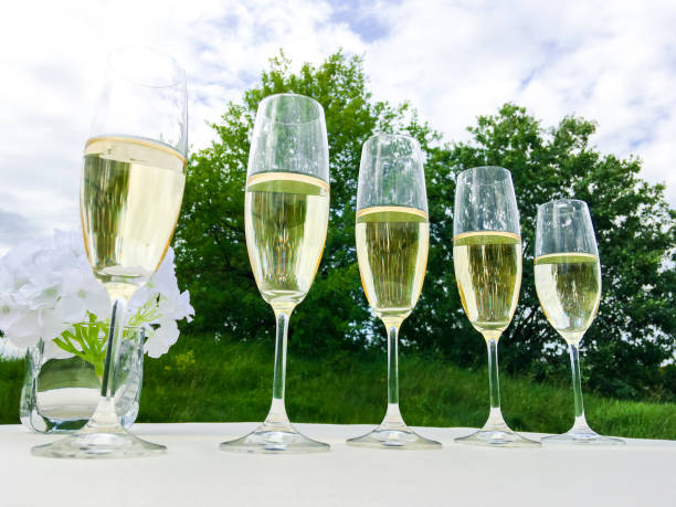 istock Glasses with champain arranged for the celebration outdoors 1013622088