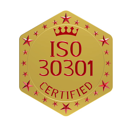 ISO 30301 standard, management systems for records, 3D render, isolated on white