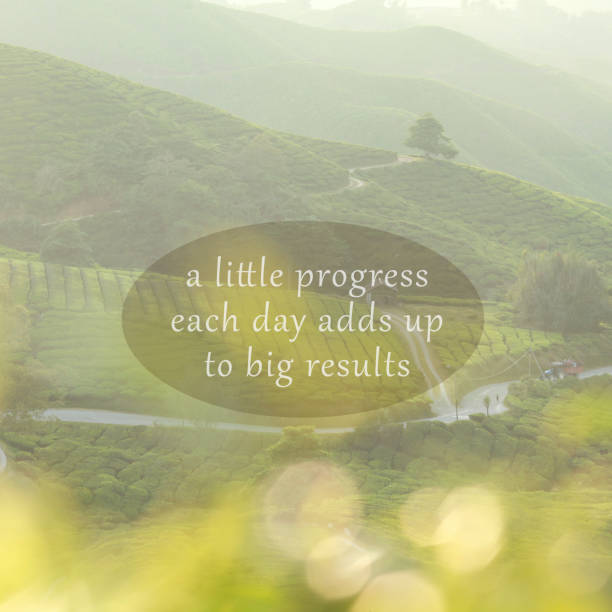 Inspirational motivating quotes on nature background. A Little Progress Each Day Adds Up To Big Results Inspirational motivating quotes on nature background. A Little Progress Each Day Adds Up To Big Results cameron montana stock pictures, royalty-free photos & images