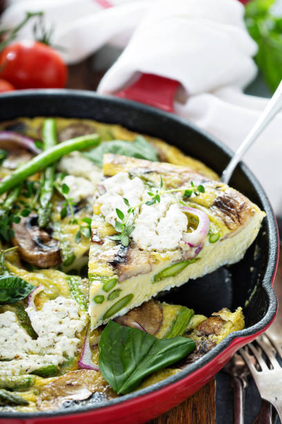 istock Asparagus, mushrooms and goat cheese frittata 1013669000