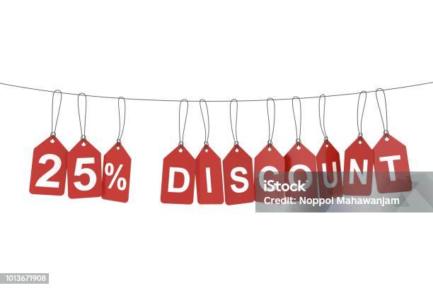 Twenty Five Percent Discount Tag 3d Rendering Stock Photo - Download Image Now - Business, Buying, Computer Graphic