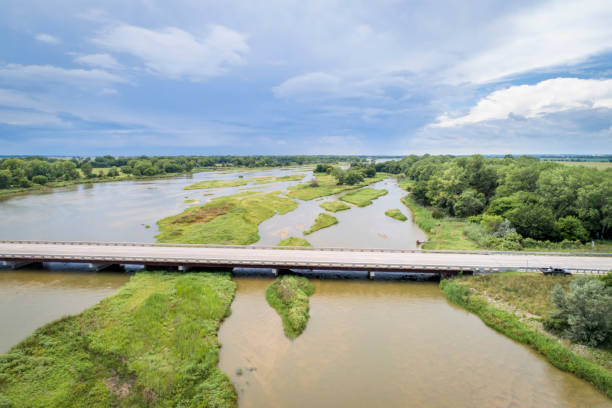 istock Platte River in Nebraska - aerial view 1013672288