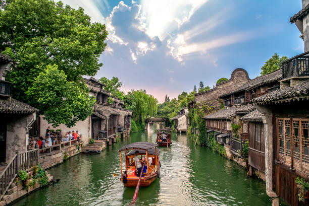 landscape of wuzhen, landscape of wuzhen,  a historic scenic town yangtze river stock pictures, royalty-free photos & images