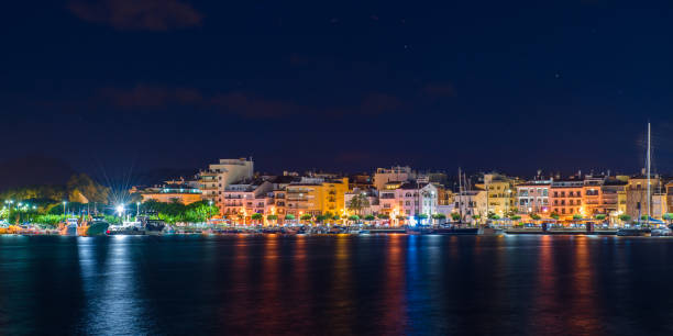 View of the night embankment of the city of Cambrils, Catalunya, Spain. Copy space for text View of the night embankment of the city of Cambrils, Catalunya, Spain. Copy space for text. cambrils stock pictures, royalty-free photos & images