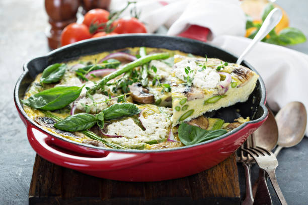istock Asparagus, mushrooms and goat cheese frittata 1013684172