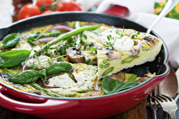istock Asparagus, mushrooms and goat cheese frittata 1013684386