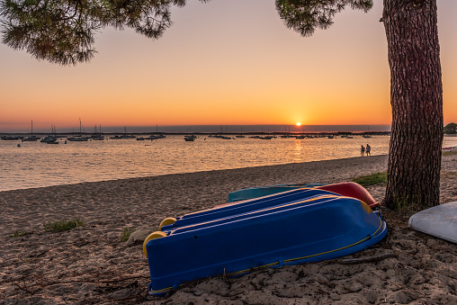 Sunset on the beach of Betey in Andernos-les-Bains.