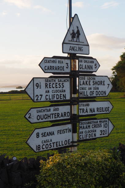 istock Old road and angling sign around Lough Corrib 1013715950