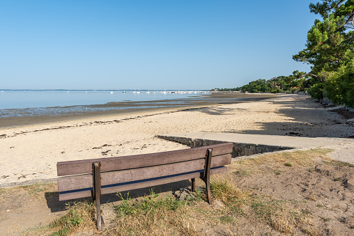 The small beach of Taussat, little known to tourists, near Andernos-les-Bains, on the Bassin d'Arcachon