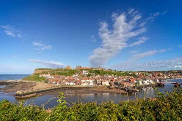 Photo of Whitby harbour cliff view.