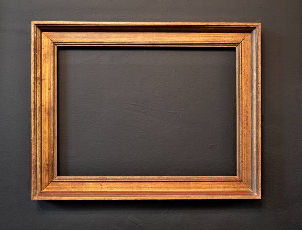 Empty frame Empty picture frame on black wall museum photos stock pictures, royalty-free photos & images