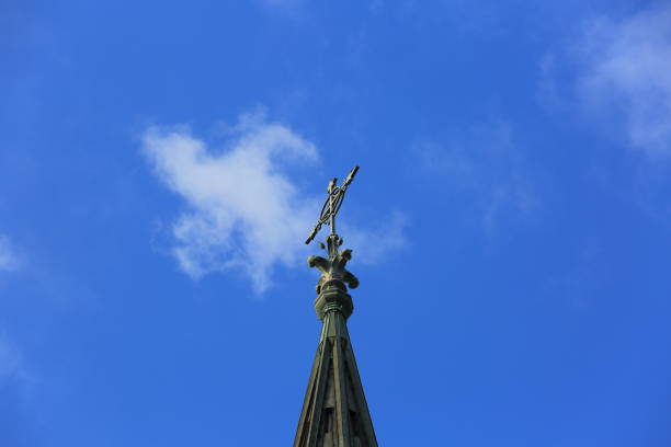 istock Beautiful view on top tower on blue sky background. Gorgeous backgrounds. Architecture concept 1013730718