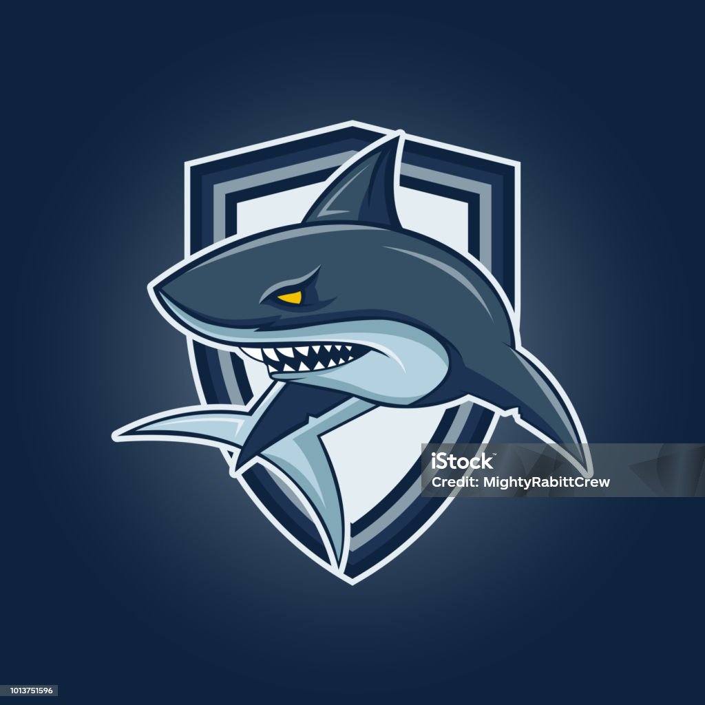 Modern professional logo for sport team. Shark mascot. Sharks, vector symbol on a dark background. Modern professional logo for sport team. Shark mascot. Sharks, vector symbol on a dark background Shark stock vector