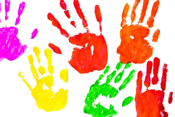 istock Collection of colorful hand prints, isolated on white background 1013752290