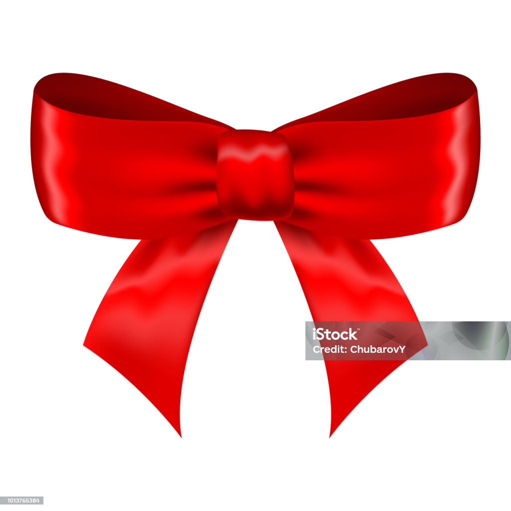 Red Silk Ribbon Bow Stock Illustration - Download Image Now