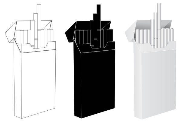 ilustrações de stock, clip art, desenhos animados e ícones de pack of cigarettes - cigarette tobacco symbol three dimensional shape