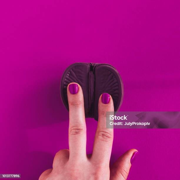 Vagina Concept On Purple Background Stock Photo - Download Image Now - Vagina, Sexual Issues, Sensuality