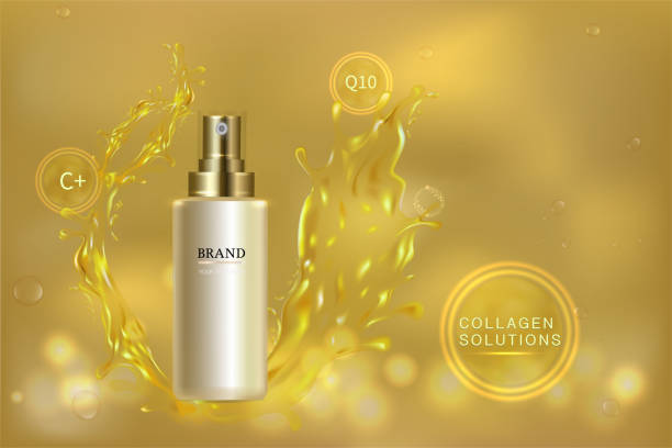 istock Beauty product, gold cosmetic container with advertising background ready to use, water splash luxury skin care ad 1013795524