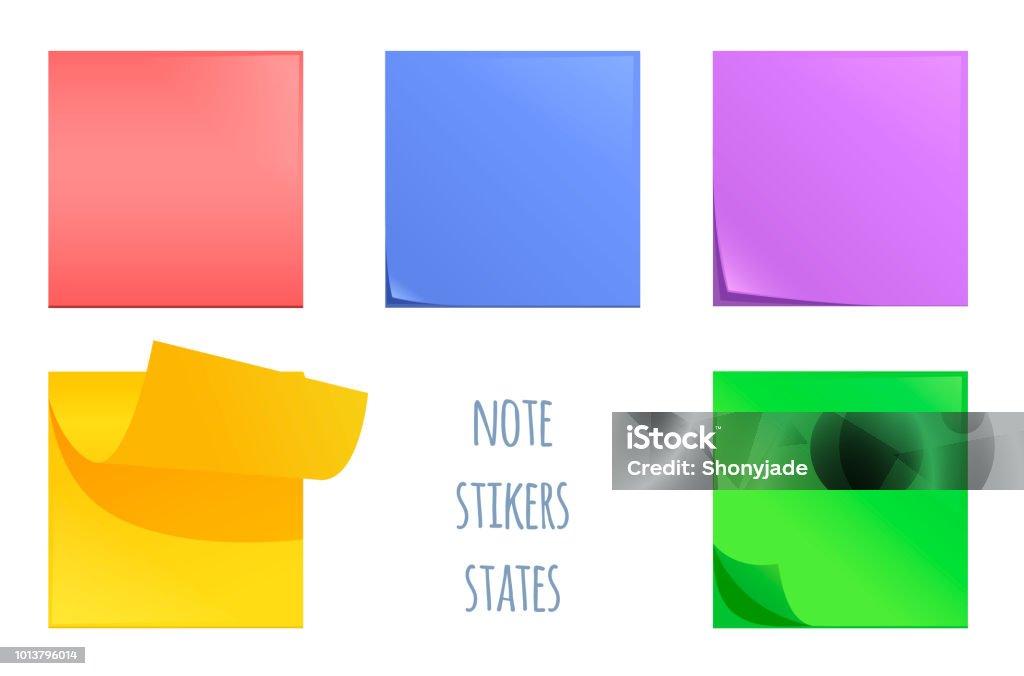Set Of Post Note Stickers Stock Illustration - Download Image Now ...