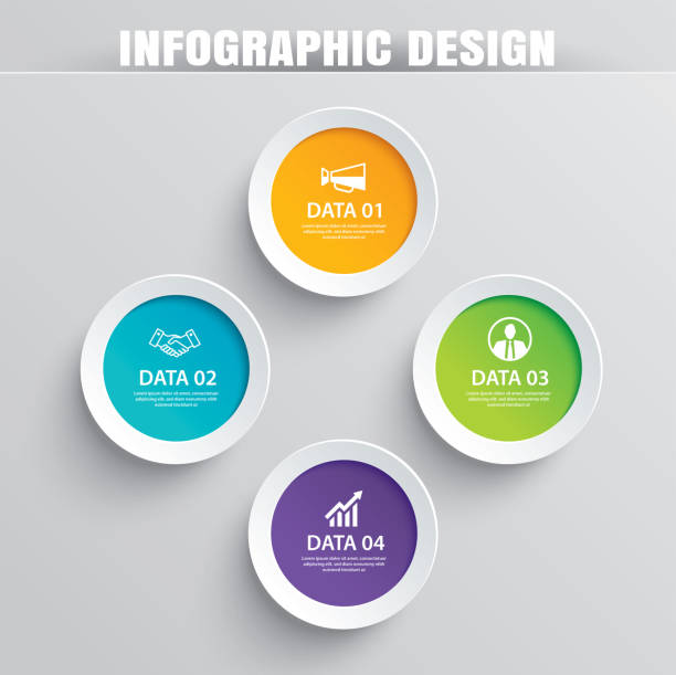 infografik-kreispapier mit 4 datenvorlagen. vektor-illustration abstrakten hintergrund. kann für workflow-layout, business-schritt, broschüre, flyer, banner, web-design verwendet werden. - zahlentastatur stock-grafiken, -clipart, -cartoons und -symbole