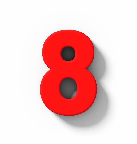 istock number 8 3D red isolated on white with shadow - orthogonal projection 1013803436
