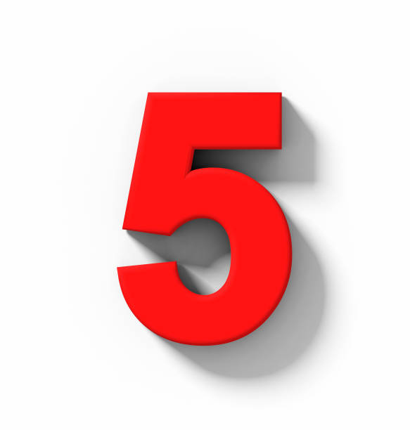 istock number 5 3D red isolated on white with shadow - orthogonal projection 1013803658