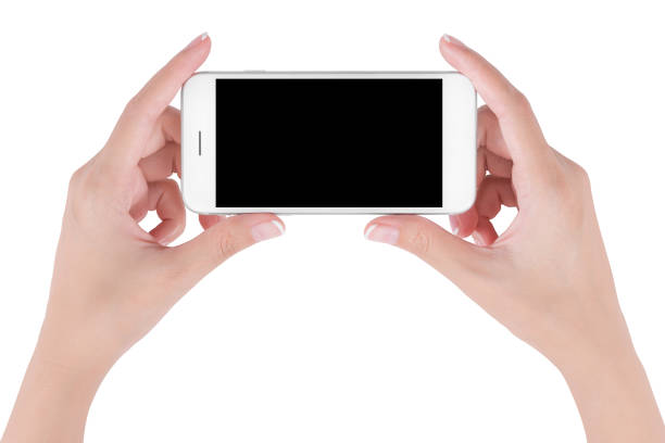 istock Woman hands holding white smart phone with blank space on screen display, digital and communication concept, Isolated on white background. 1013805916
