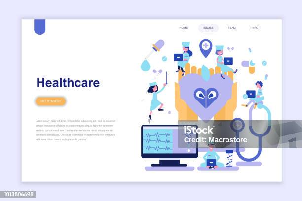 Landing Page Template Of Medicine And Healthcare Modern Flat Design Concept Stock Illustration - Download Image Now