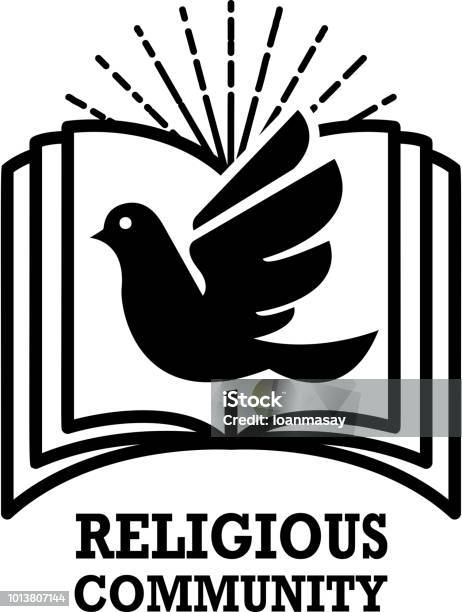 Scripture Emblem Religious Community Emblem Template With Holy Bible And Dove Design ...